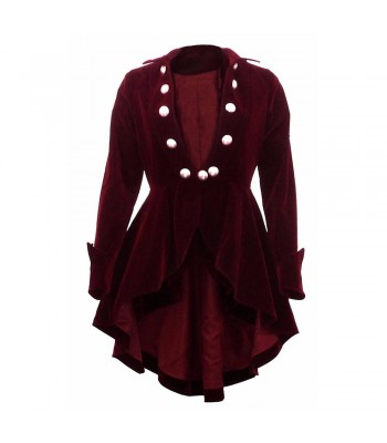 Women Gothic Coat Victorian Style Burgundy Gothic Ruffle Coat 